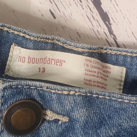 No Boundaries Embroided Floral Distressed Jean Shorts - Picture 2 of 3